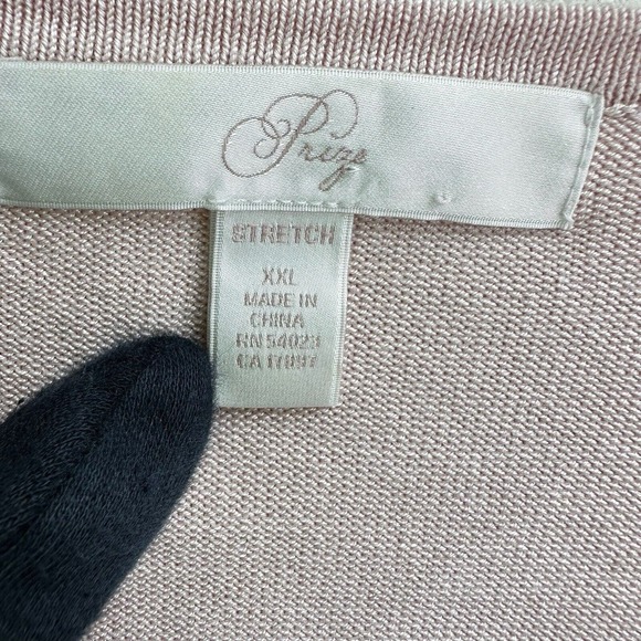 Prize Stretch Silk Blend Faux Wrap Long Sleeve V-Neck Pink Blouse Top Sz XXL - Picture 5 of 6